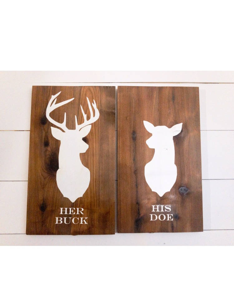 Her Buck and His Doe Silhouettes Deer Silhouette Wood Sign Etsy