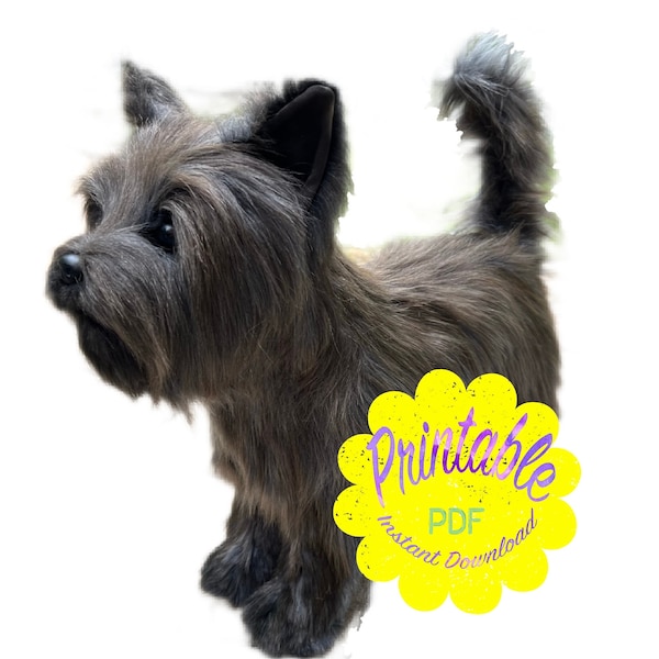 Cairn Terrier Plush Sewing Pattern Life Sized 14"