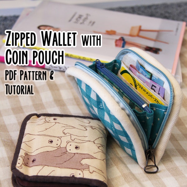 Zipped Wallet with Coin Pouch PDF Pattern & Tutorial