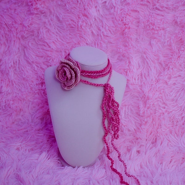 crochet rose choker