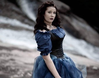 Water Witch Costume with leather corset, blouse, and skirt