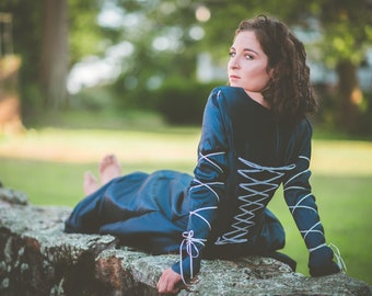 Handmade Medieval Dress with Fitted Sleeves, Renaissance Costume