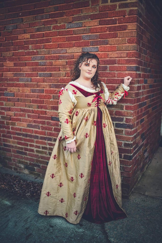 Handmade Empire Waist Gown, Laced Bodice with Underdress