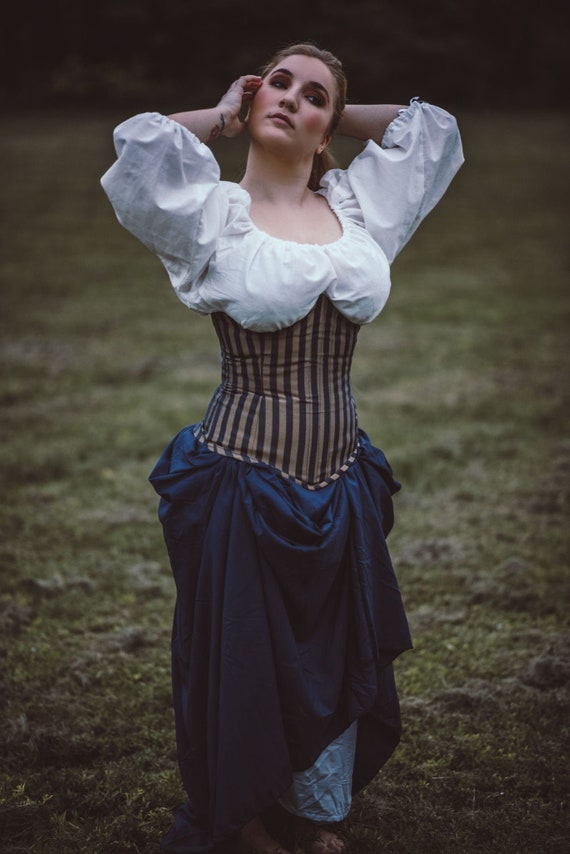 Long Underbust Corset - Renaissance Costume, Pirate Outfit - Etsy
