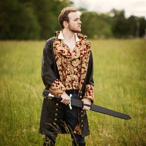 Leather full length coat perfect costume for a pirate or prince image 2