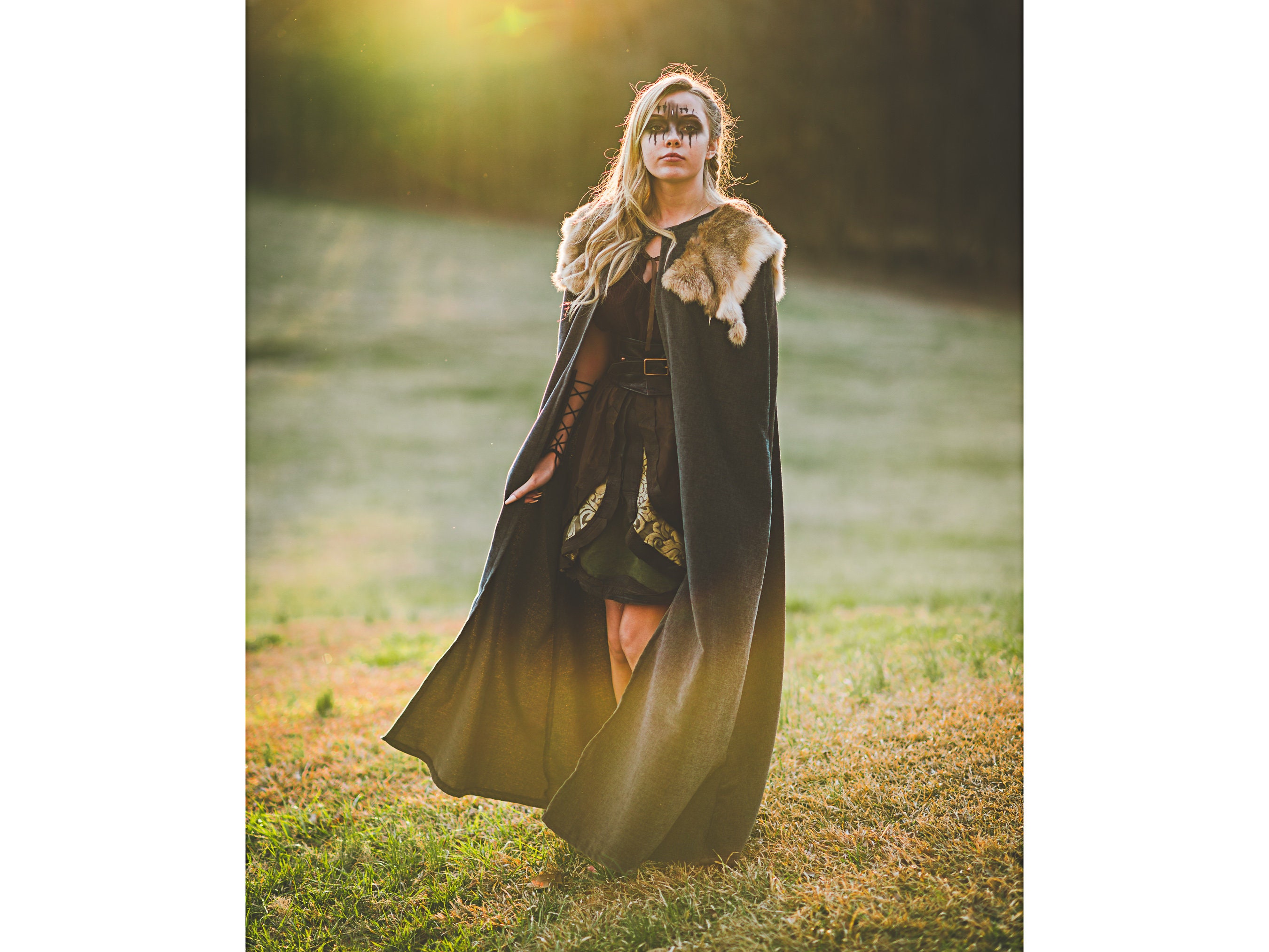 Viking Cloak - Women's Hooded Cotton Cloak - Viking Warrior