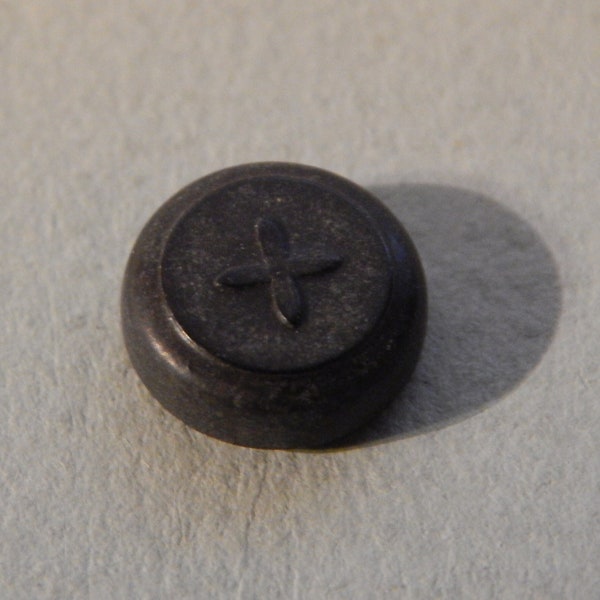 Extra Small Cross Button - Hard Rubber Marked  N.R. Co. P=T