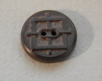 5/8 inch Square with Rods Through Design - Antique Hard Rubber Button with Goodyear&#39;s Patent