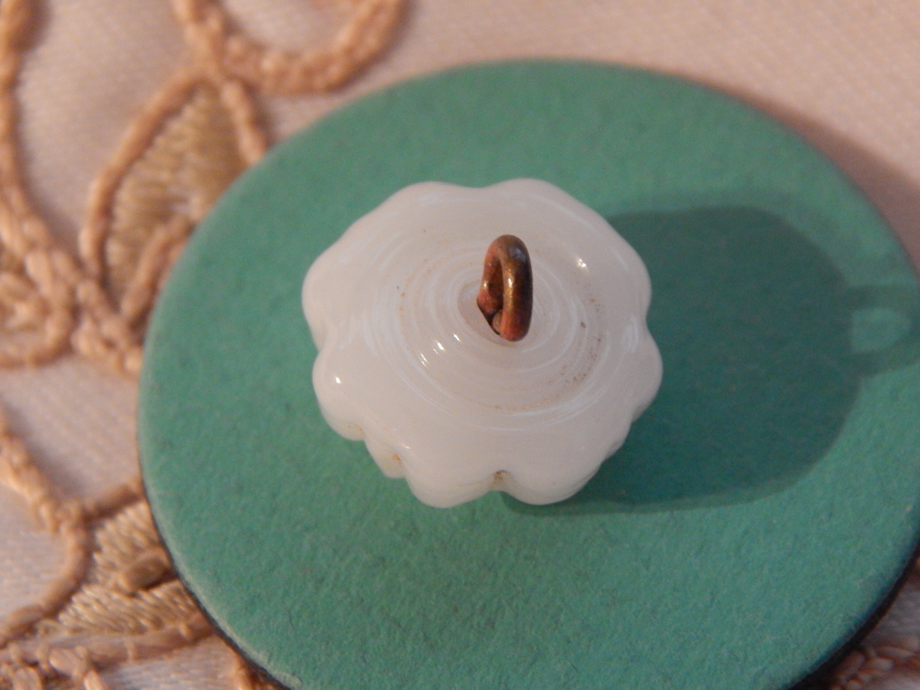 Raised Checkerboard Raised Checkerboard Design - Antique White Glass Button With Swirled in ...