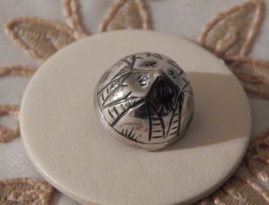Silver Hollow Modified Ball Shape Button - Engraved Decoration - Etsy