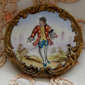 Nut Tree Boy - Paris Back AP & Cie  Antique Enamel Button