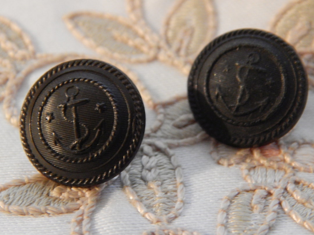 Button Back Marks Naval and / or Yacht Club Buttons - Black Composition Buttons With ...