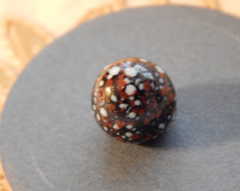 Ball Shaped Button with Pigtail Shank - Black, Red and White Glass