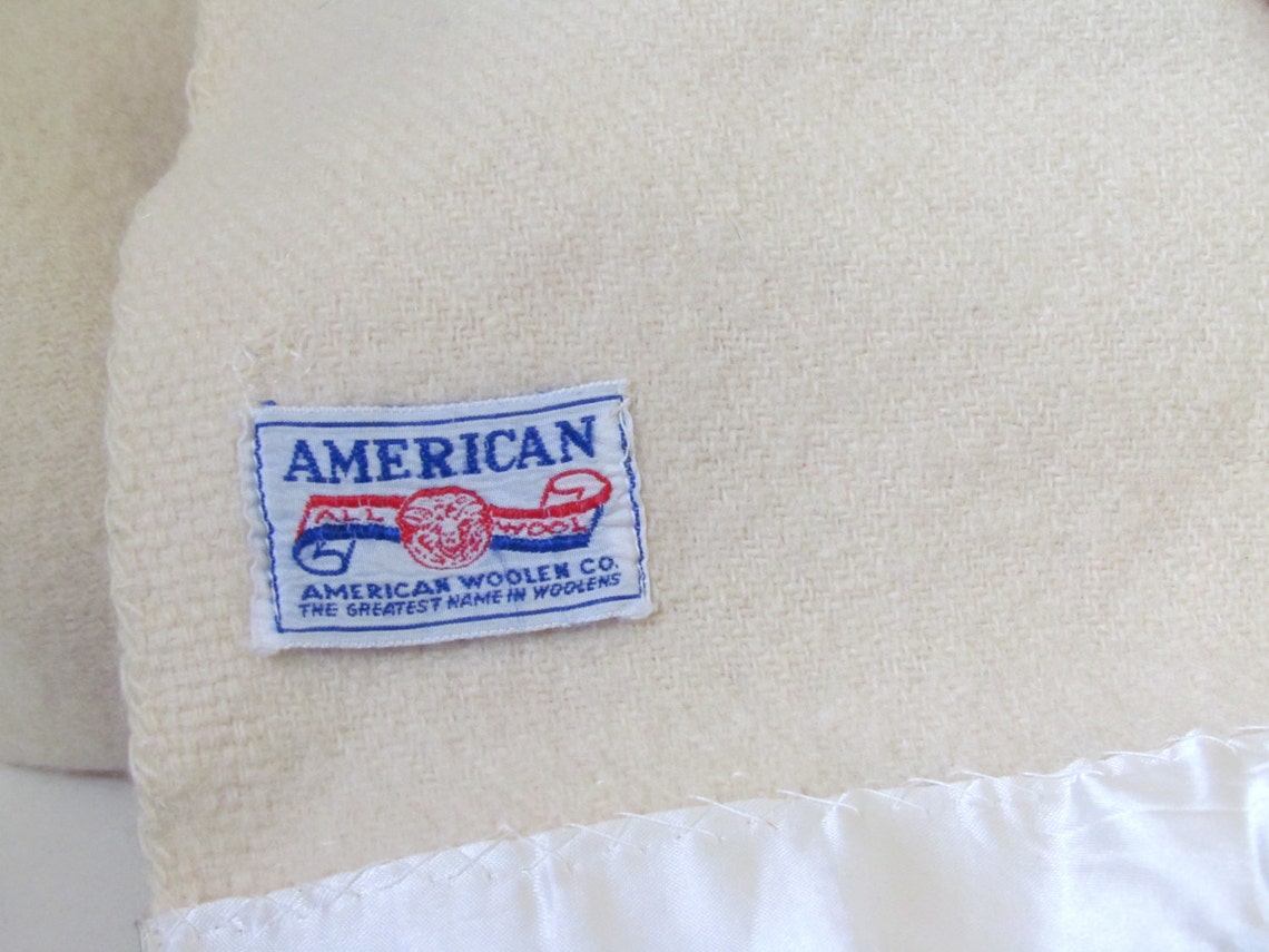 Vintage American Woolen Co Wool Blanket in Cream 1960's Etsy