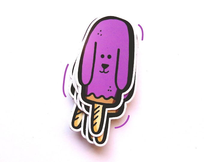 Pupcicle Vinyl Sticker 3.75"x1.75" Puppy Dog Popcicle