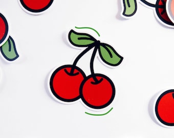 Cherries Vinyl Bumper Sticker | Fruit Cherry Red Fruity Stickers