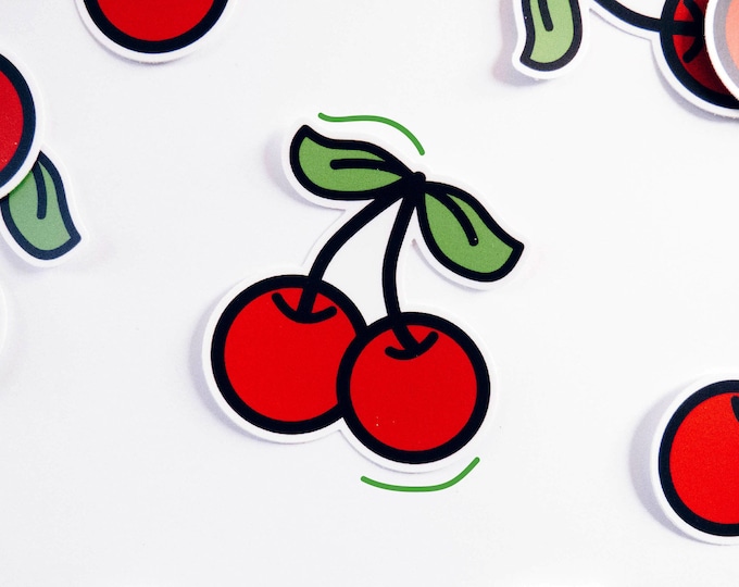 Cherries Vinyl Bumper Sticker | Fruit Cherry Red Fruity Stickers