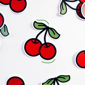 Cherries Vinyl Bumper Sticker | Fruit Cherry Red Fruity Stickers