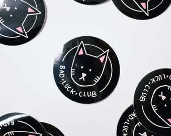 Pegatina de vinilo del gato negro del Club de la Mala Suerte