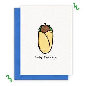 Bebé Burrito A2 5.5 "x4.25" Tarjeta de saludo con sobre - Elegir tono de piel nuevo bebé ducha recién nacido género Revelar