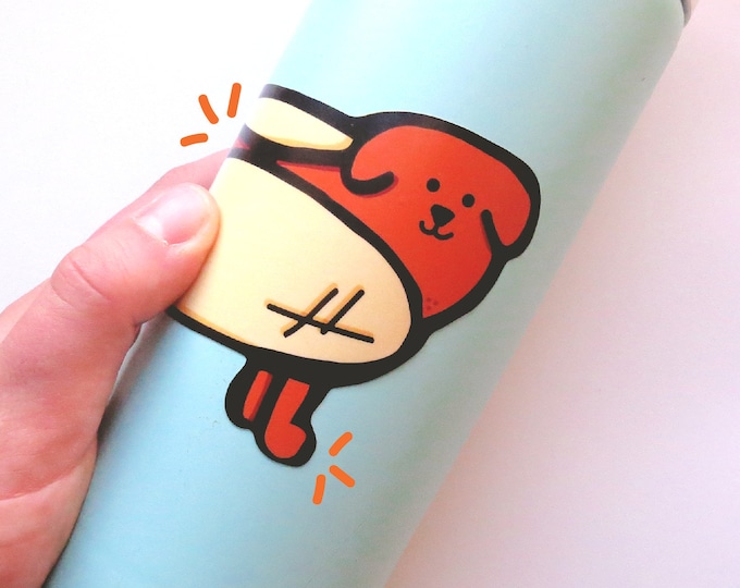 Hot Dog 5.5"x3.5" Vinyl Bumper Sticker Weiner Dog Puppy