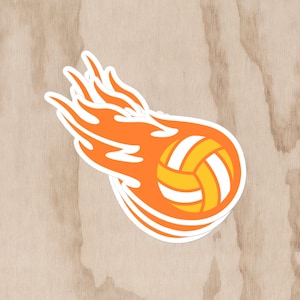 Volleyball Flame Customizable Color Bumper Sticker