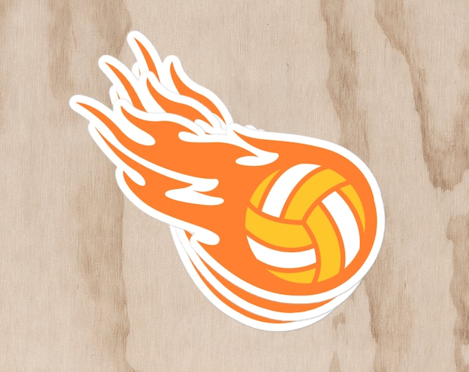 Volleyball Flame Customizable Color Bumper Sticker
