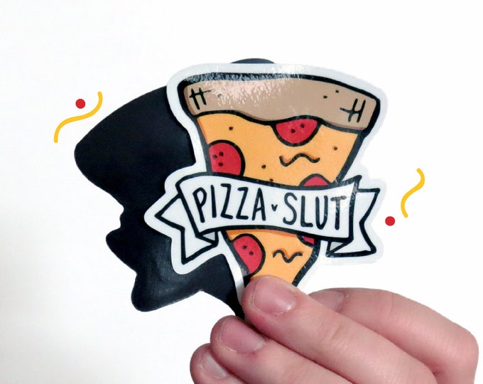 Pizza Slut 3" Contour Cut Magnet ~ Pizzas Pie Crust Slice Magnets Fridge Car Refridgerator