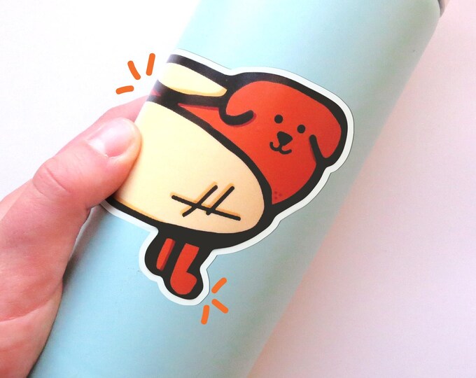 Hot Dog 5.5"x3.5" Vinyl Bumper Sticker Weiner Dog Puppy
