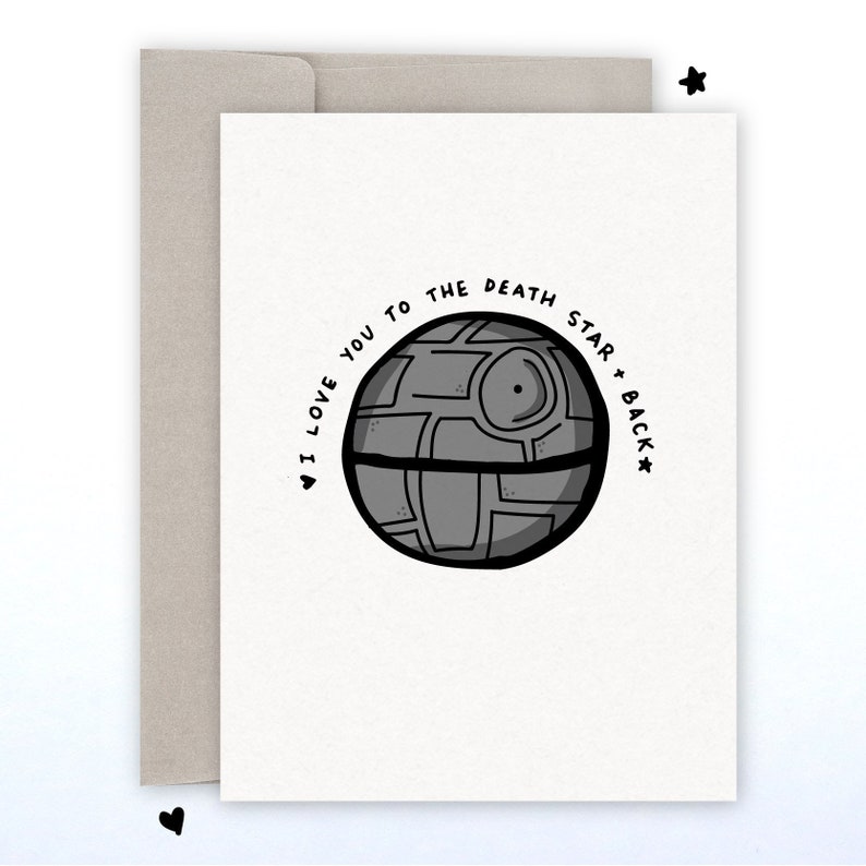 I Love You to the Death Star and Back A2 Greeting Card 5.5x4.25 with Envelope image 1