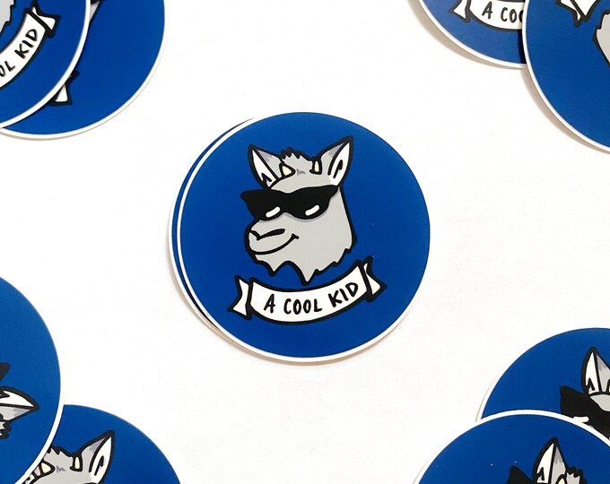 Cool Kid 2" Cow Circle Vinyl Stickers ~ Goat Sticker Blue Goats Farm Animal