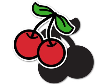 Cherries Contour Cut Magnet | Fruit Cherry Red Fruity Stickers