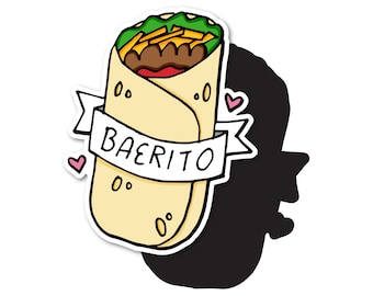 Baerito Contour Cut Magnet ~ Magnets Fridge Car Refrigerator Burrito Bae Mexican Food Tacos Yum