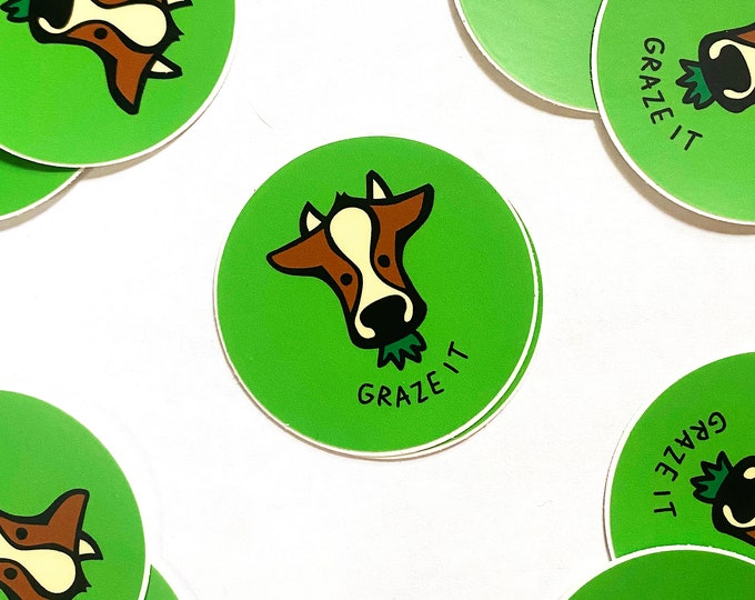 Graze It 2" Cow Circle Vinyl Stickers ~ 420 Sticker Cows Blaze It