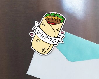 SECONDS SALE - Baerito Contour Cut Magnet ~ Magnets Fridge Car Refrigerator Burrito Bae Mexican Food Tacos Yum