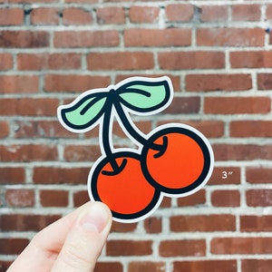 Cherries Vinyl Bumper Sticker Fruit Cherry Red Fruity Stickers image 3