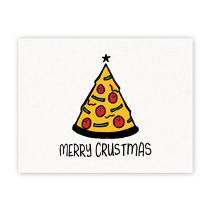 Merry Crustmas A2 5.5w x 4.25h Double Sided Postcard Christmas Tree Pizza image 2