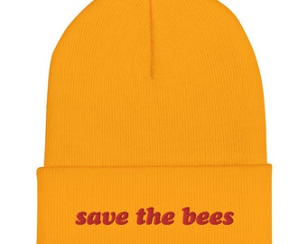 Save the Bees Yellow Cuffed Beanie