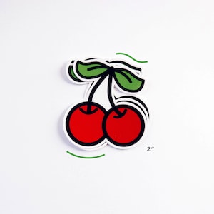 Cherries Vinyl Bumper Sticker Fruit Cherry Red Fruity Stickers image 2