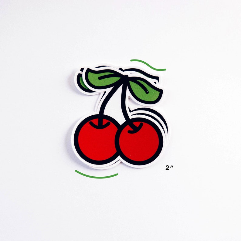 Cherries Vinyl Bumper Sticker Fruit Cherry Red Fruity Stickers image 2