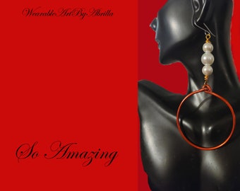 So Amazing ... hoop earrings... beaded jewelry...red jewelry...pearl jewelry...jewelry lovers...wearable art