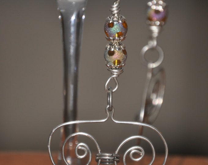 GOOD GIRL/Custom Made -earrings - silver - wire wrapped - heart shaped - beaded - polka dot - pierced - shoulder sweepers