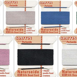 100% Pure Silk Cord by Griffin - Black or White - complete with Needle!