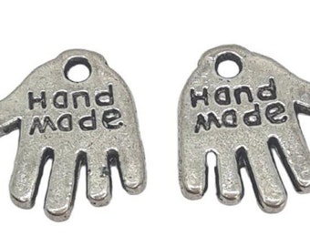 Hand Made Tag or Charm - 7mm x 12mm - s/p - 13pc