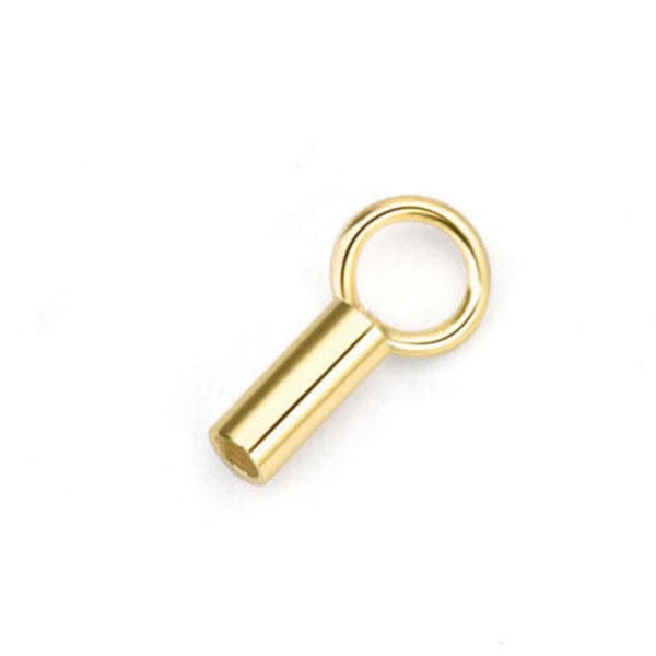 9ct Gold End Cap Tube with Ring - 1pr