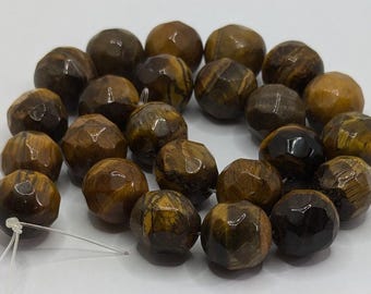 Gold Tiger Eye Beads - 16mm Facetted Round - 15in strand