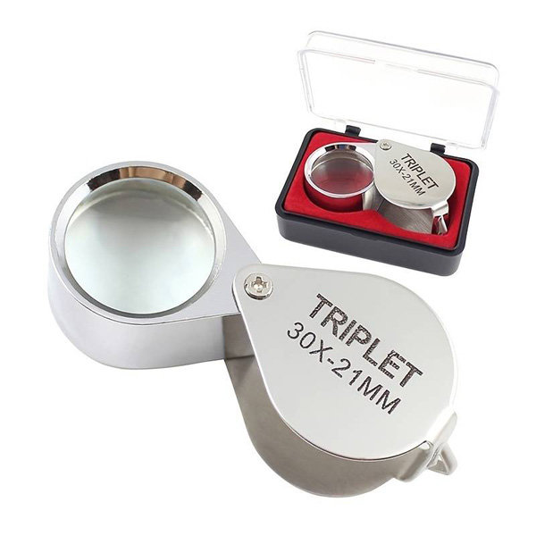JEWELERS Magnifying LOUPE 30x 30 Power 21mm Triplet Lens Silver