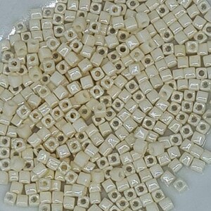 Puede incluir: Una gran cantidad de peque&ntilde;as cuentas cuadradas de color blanco roto con un ligero brillo iridiscente.