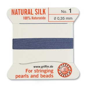 100% Pure Silk Cord by Griffin - Blue - complete with Needle!