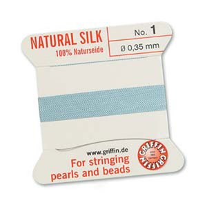 100% Pure Silk Cord by Griffin - Turquoise - complete with Needle!